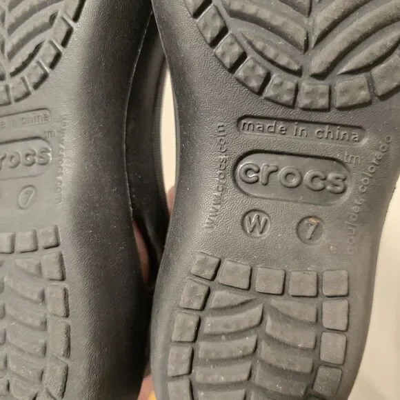 CROCS Kadee Ballet Flats Womens 7 Slip-On Shoes Sandals Mary Jane Black Rubber - Picture 14 of 14